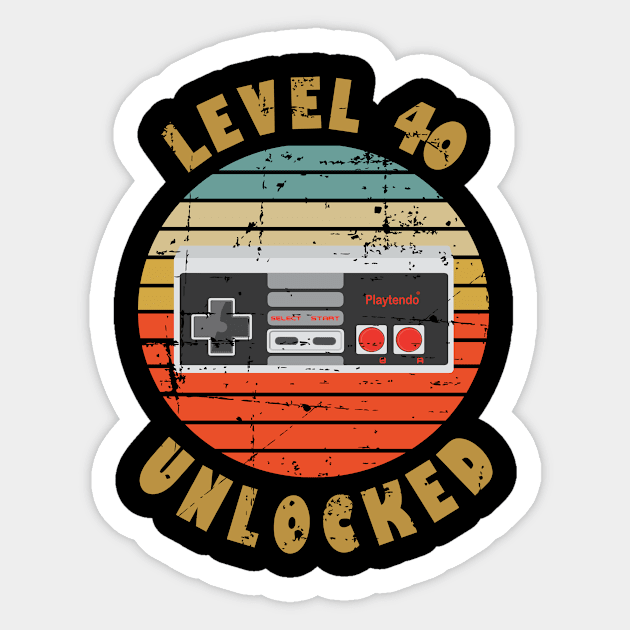 Level 40 Unlocked 40th Birthday Gift For Men Women Sticker by RW